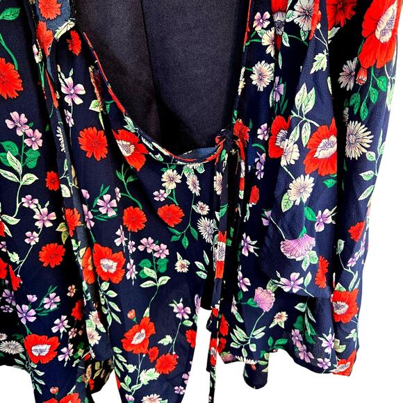 Favlux Women's Dress 3X 3XL XXXL Blue Wrap Floral Sleeves Sun Plus Size 22W 24W - Picture 4 of 8